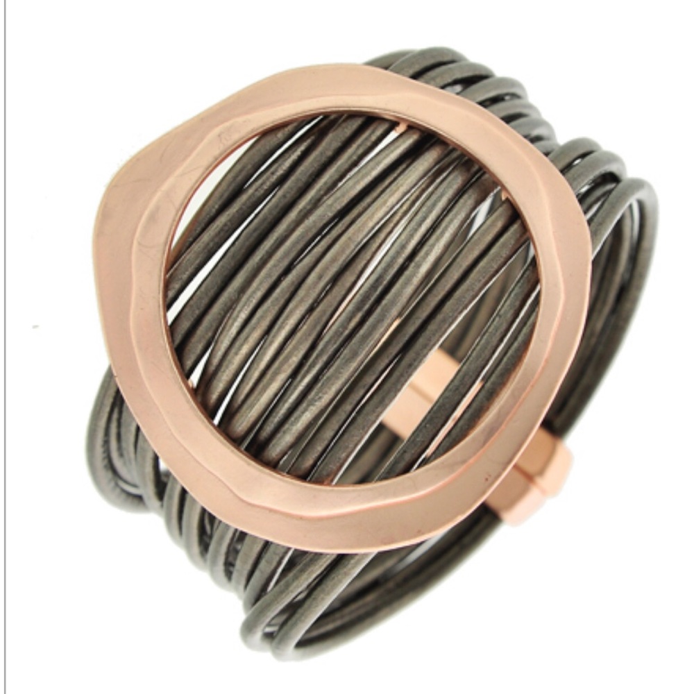 Leather and Rose Gold Bracelet